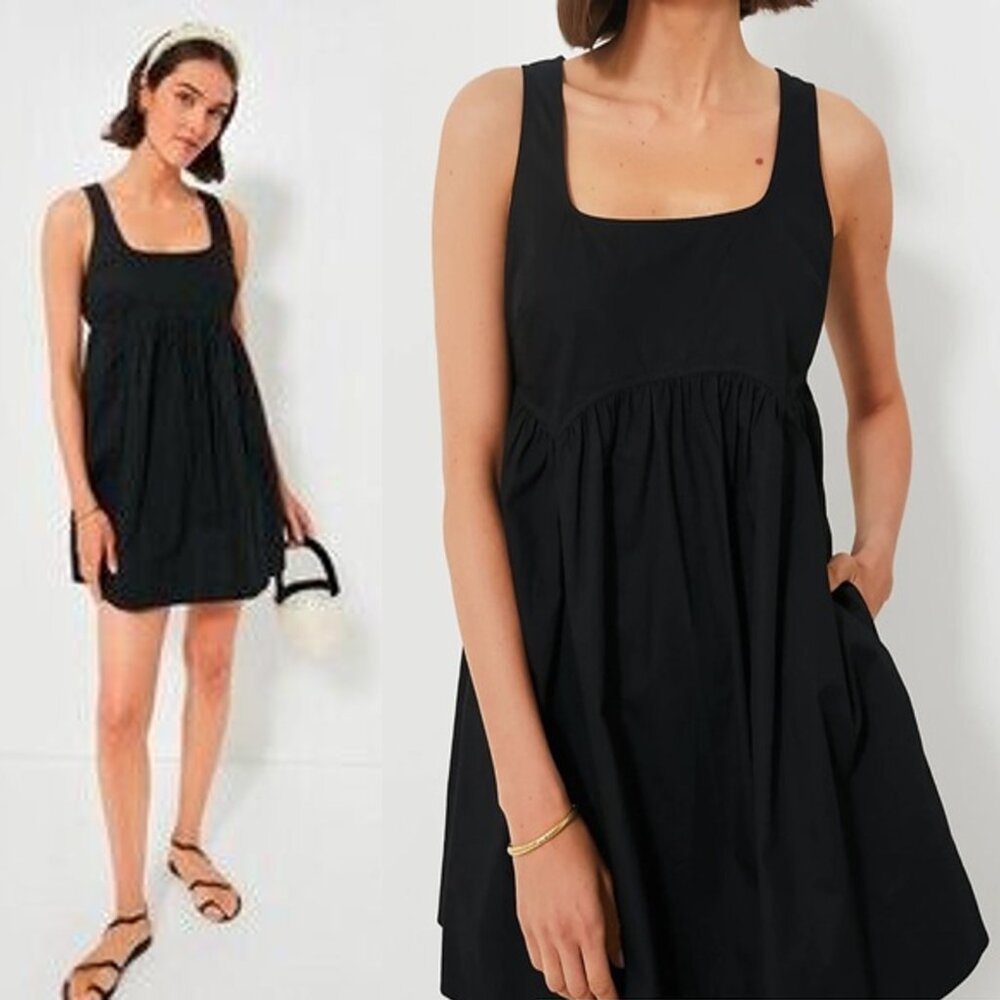 Pomander Place | NEW Black Porto Square Neckline Sleeveless Mini Dress Size S
